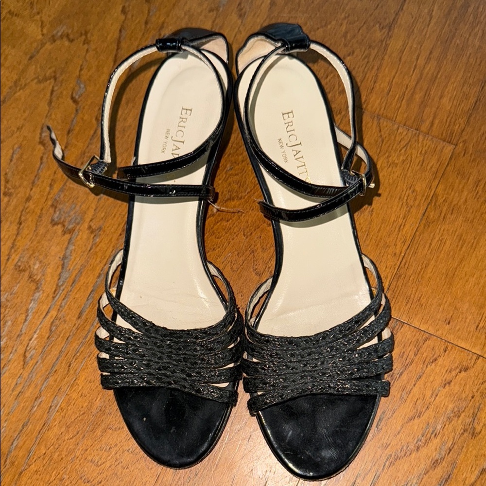 Eric Javits Black Strappy Sandals